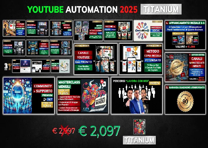 Download Miglior Business YouTube Automation 2025 TITANIUM di Mirco Delfino